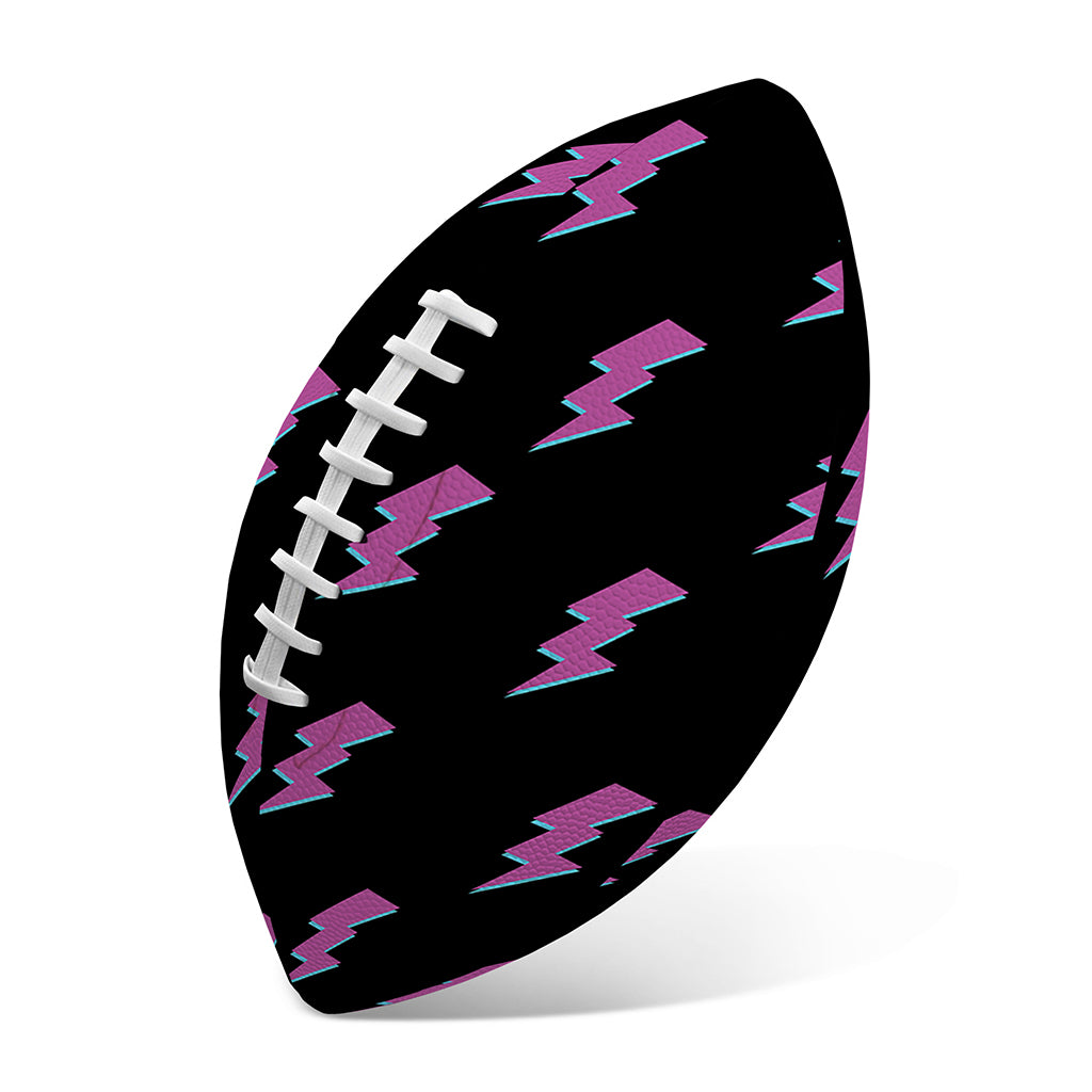 Purple And Teal Lightning Pattern Print Rugby Ball