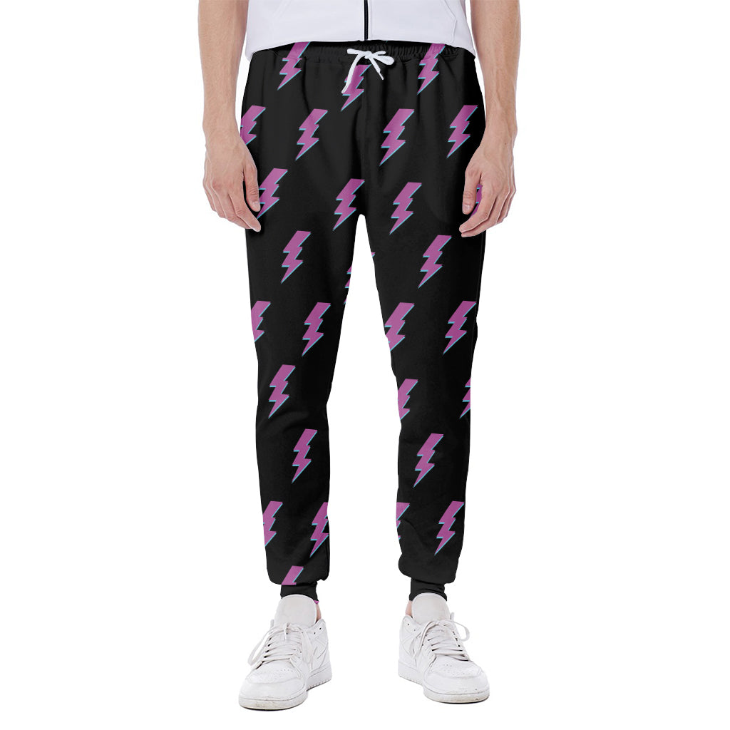 Purple And Teal Lightning Pattern Print Scuba Joggers