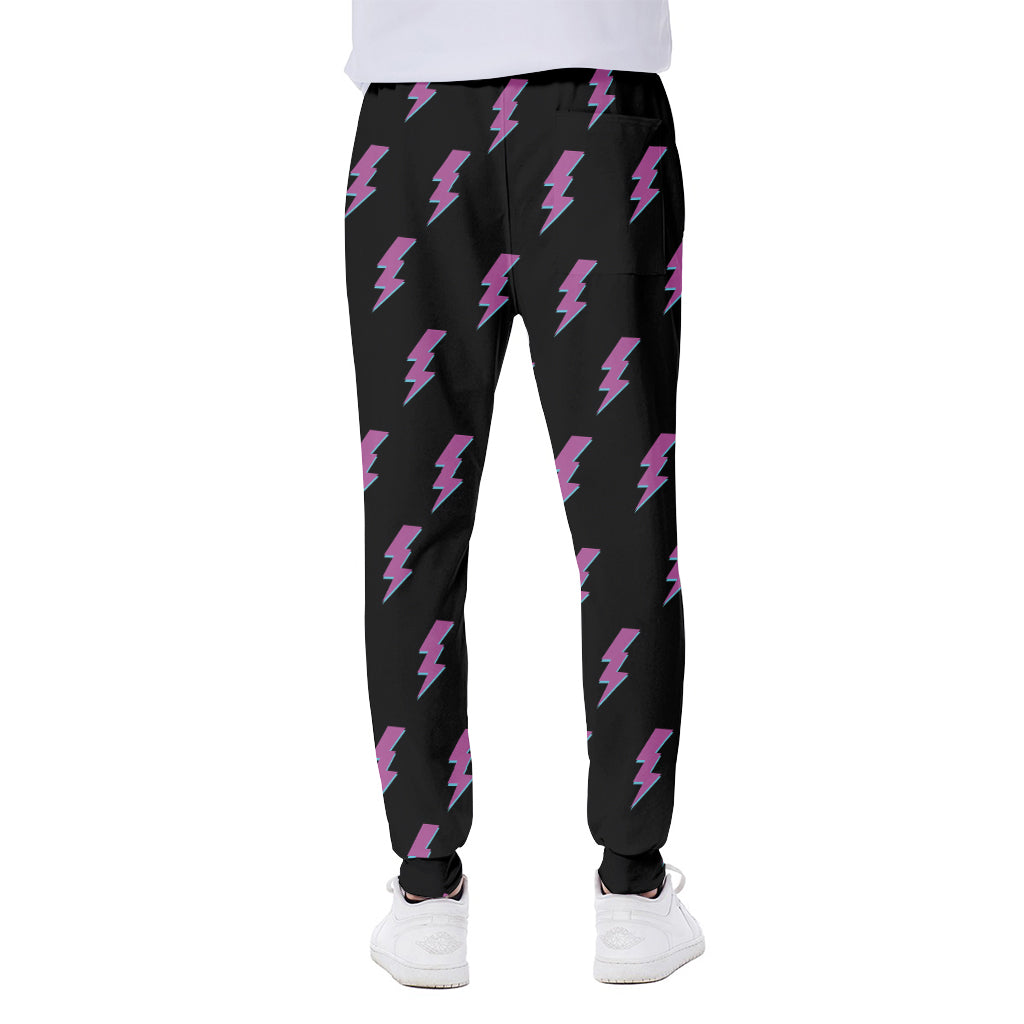 Purple And Teal Lightning Pattern Print Scuba Joggers