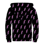 Purple And Teal Lightning Pattern Print Sherpa Lined Zip Up Hoodie