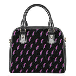 Purple And Teal Lightning Pattern Print Shoulder Handbag