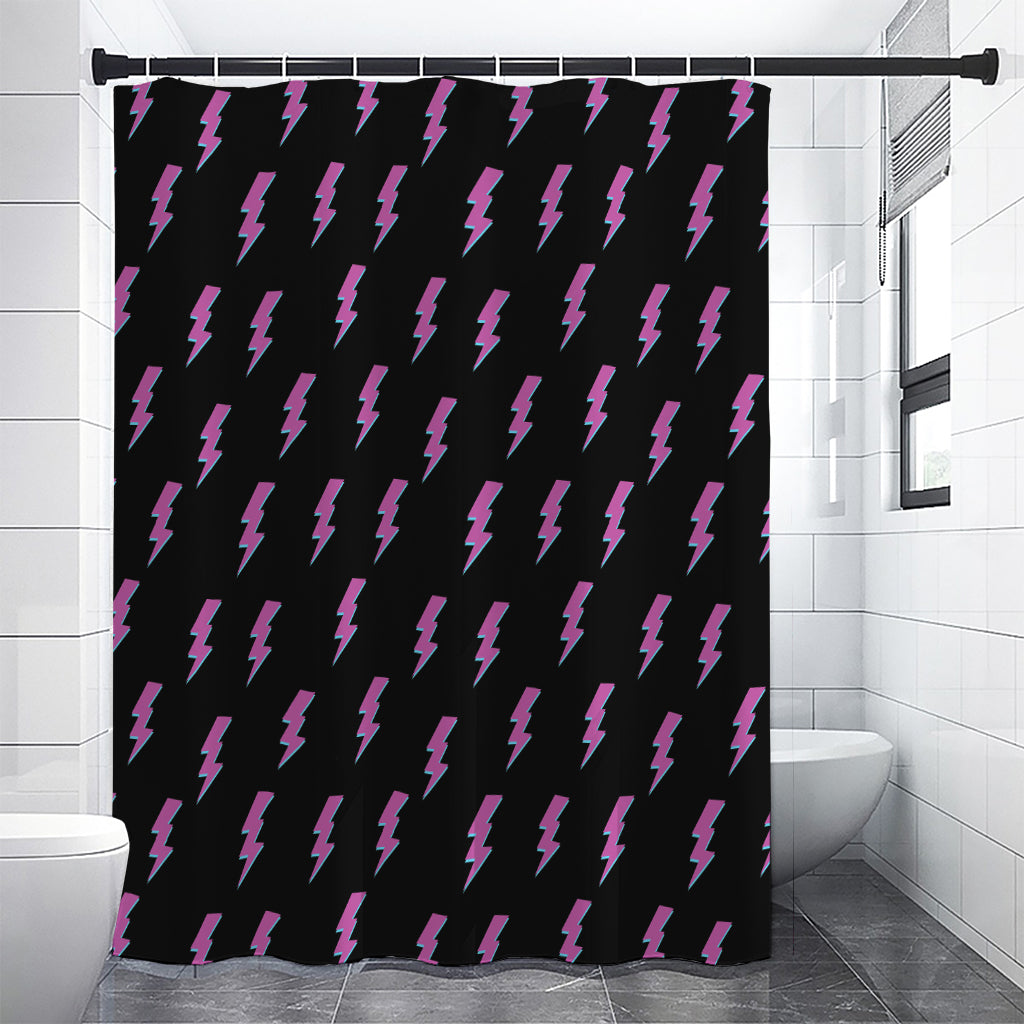 Purple And Teal Lightning Pattern Print Shower Curtain