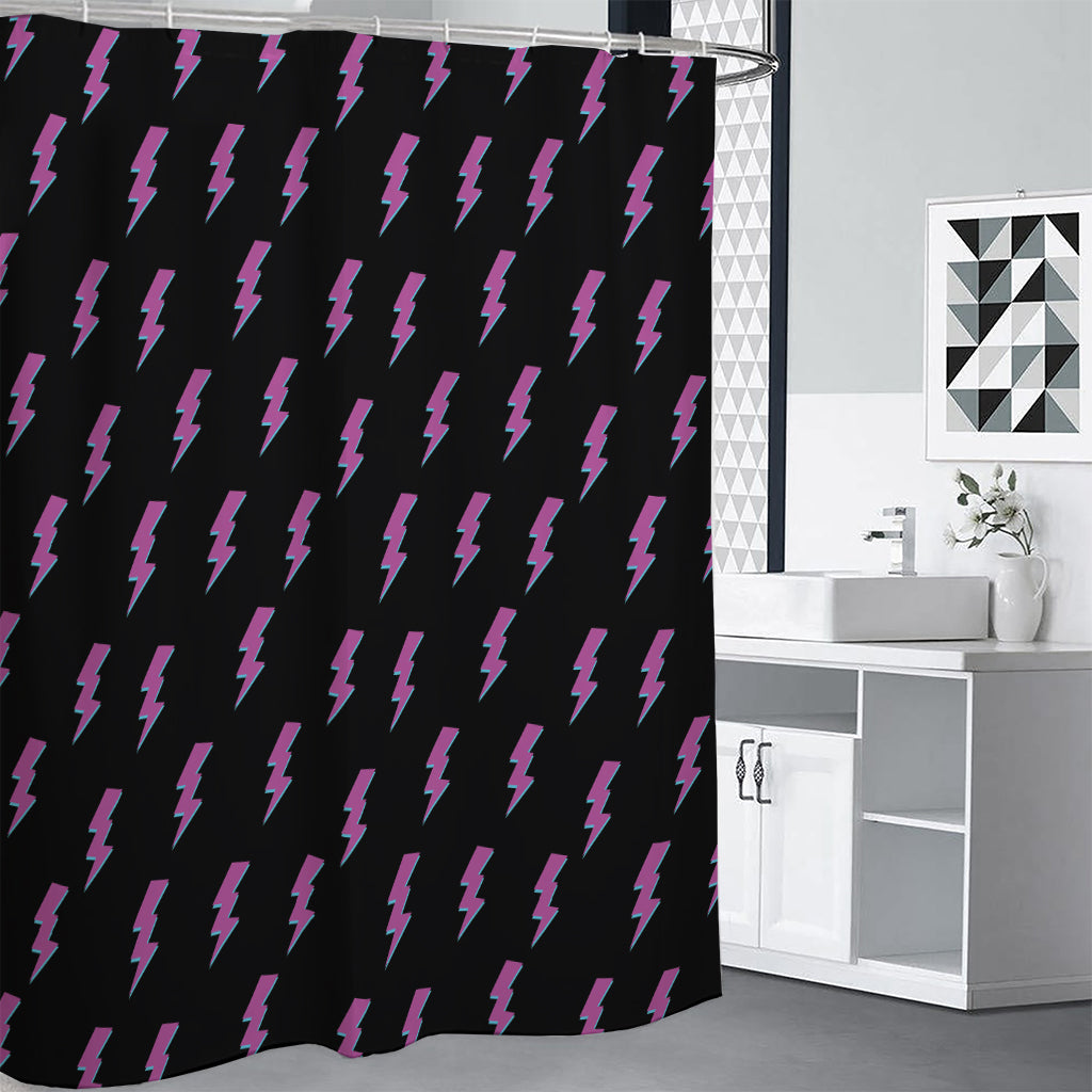 Purple And Teal Lightning Pattern Print Shower Curtain