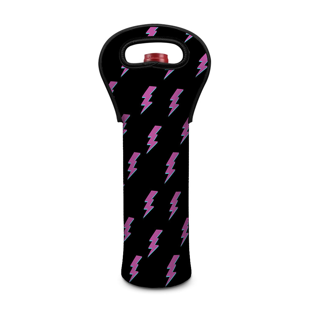 Purple And Teal Lightning Pattern Print Single Neoprene Wine Tote