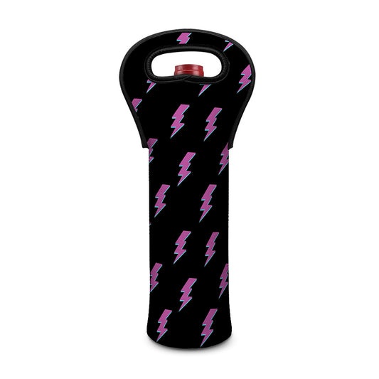 Purple And Teal Lightning Pattern Print Single Neoprene Wine Tote