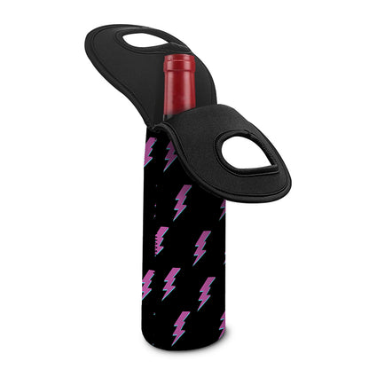 Purple And Teal Lightning Pattern Print Single Neoprene Wine Tote