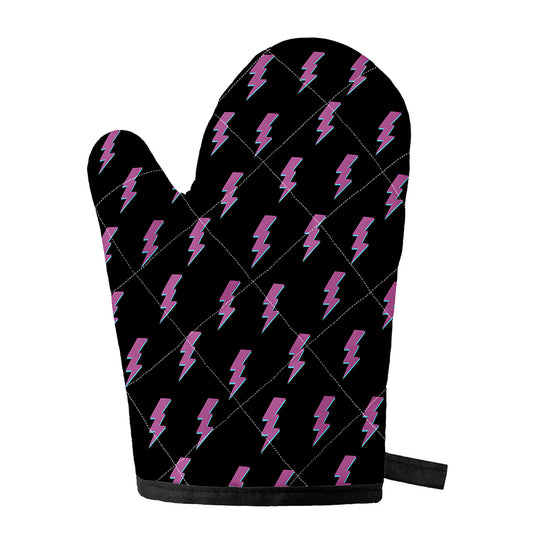 Purple And Teal Lightning Pattern Print Single Oven Mitt