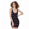Purple And Teal Lightning Pattern Print Sleeveless Bodycon Dress