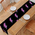 Purple And Teal Lightning Pattern Print Table Runner
