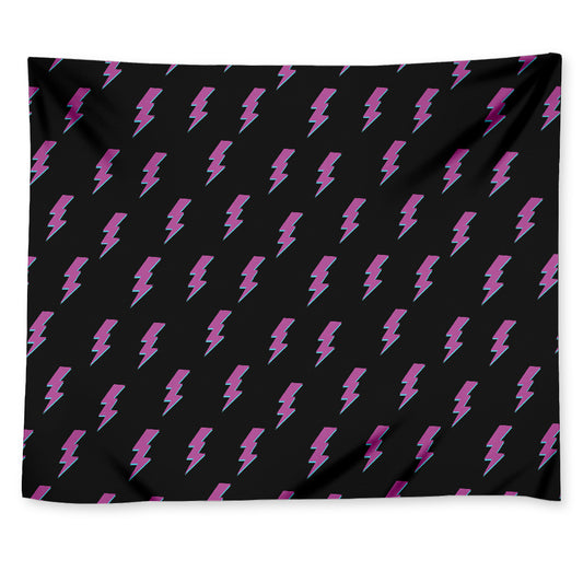 Purple And Teal Lightning Pattern Print Tapestry