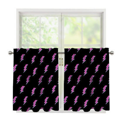 Purple And Teal Lightning Pattern Print Tier Curtains