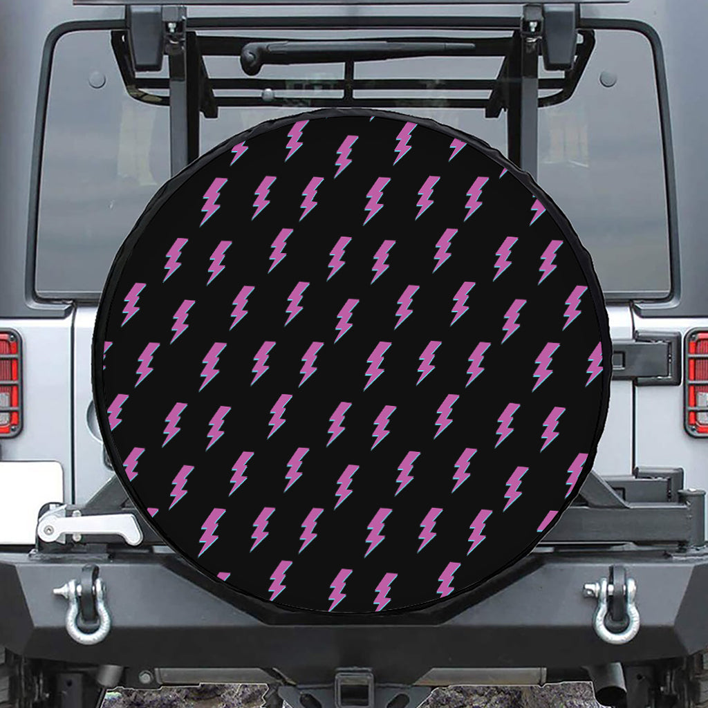 Purple And Teal Lightning Pattern Print Tire Cover