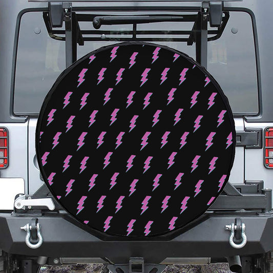 Purple And Teal Lightning Pattern Print Tire Cover