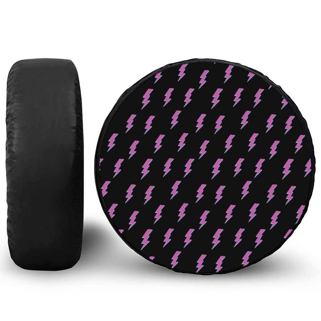 Purple And Teal Lightning Pattern Print Tire Cover