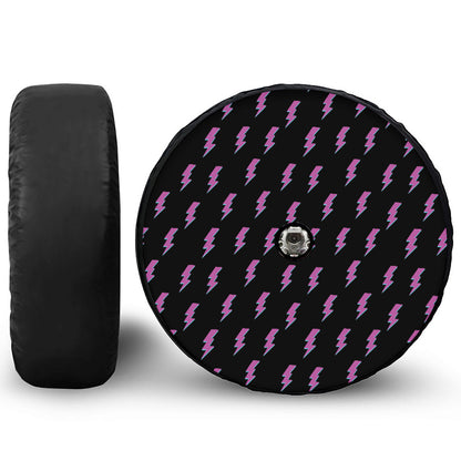 Purple And Teal Lightning Pattern Print Tire Cover With Camera Hole