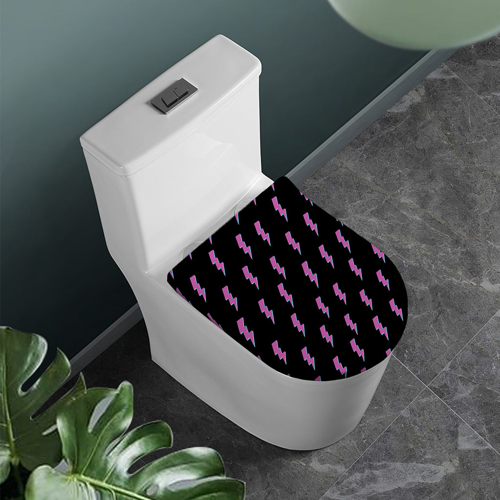 Purple And Teal Lightning Pattern Print Toilet Lid Cover