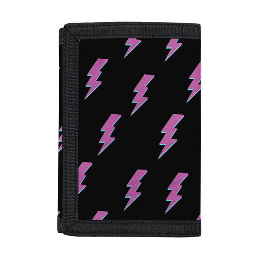Purple And Teal Lightning Pattern Print Trifold Wallet