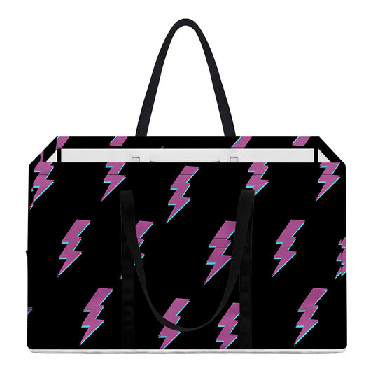 Purple And Teal Lightning Pattern Print Utility Tote Bag