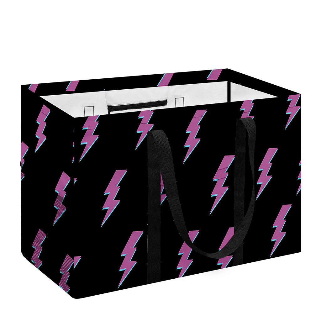 Purple And Teal Lightning Pattern Print Utility Tote Bag