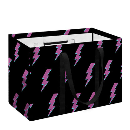 Purple And Teal Lightning Pattern Print Utility Tote Bag