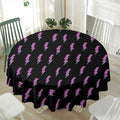 Purple And Teal Lightning Pattern Print Waterproof Round Tablecloth
