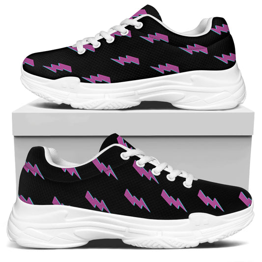 Purple And Teal Lightning Pattern Print White Chunky Shoes