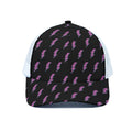Purple And Teal Lightning Pattern Print White Mesh Trucker Hat