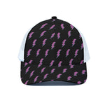 Purple And Teal Lightning Pattern Print White Mesh Trucker Cap