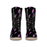 Purple And Teal Lightning Pattern Print Winter Boots