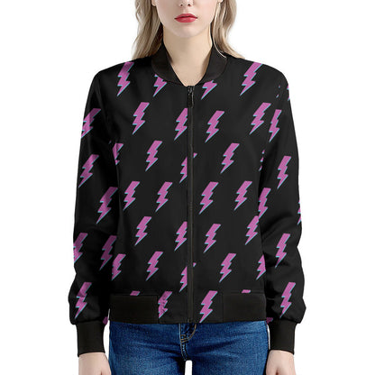 Purple And Teal Lightning Pattern Print Women's Bomber Jacket