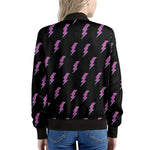 Purple And Teal Lightning Pattern Print Women's Bomber Jacket