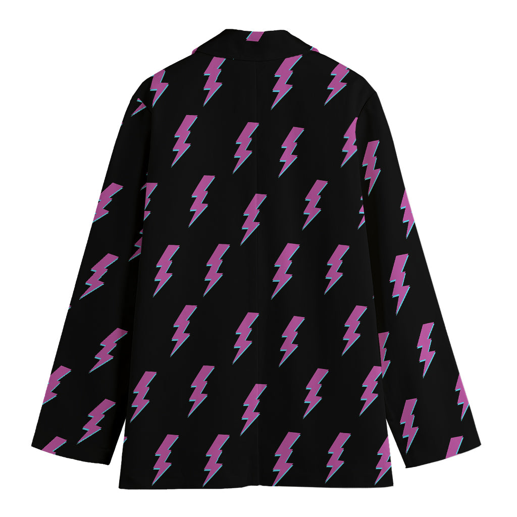 Purple And Teal Lightning Pattern Print Women's Cotton Blazer