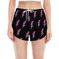 Purple And Teal Lightning Pattern Print Women's Split Running Shorts
