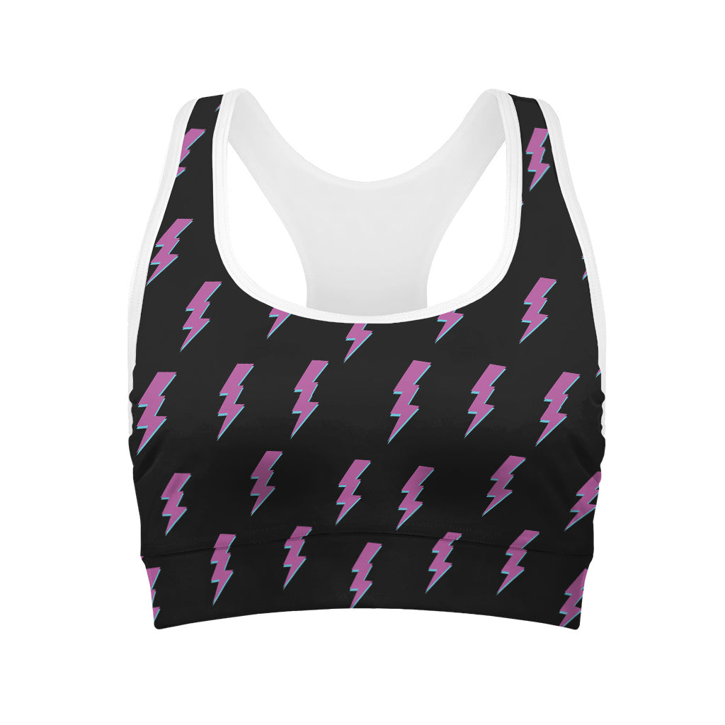 Purple And Teal Lightning Pattern Print Women's Sports Bra
