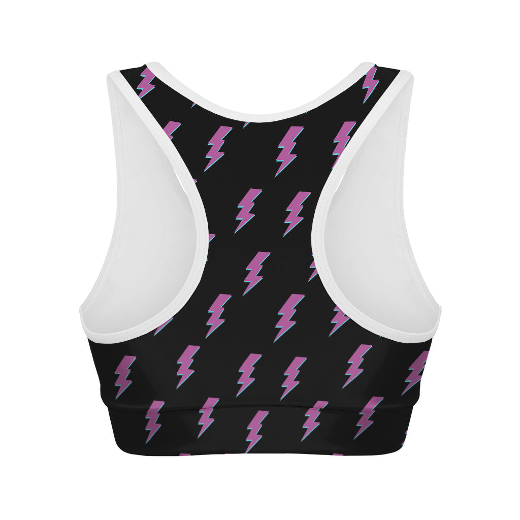 Purple And Teal Lightning Pattern Print Women's Sports Bra