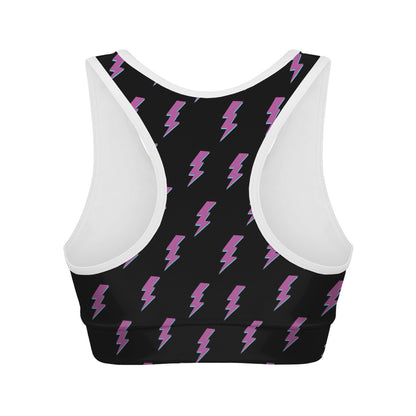 Purple And Teal Lightning Pattern Print Women's Sports Bra