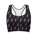 Purple And Teal Lightning Pattern Print Women's Sports Bra