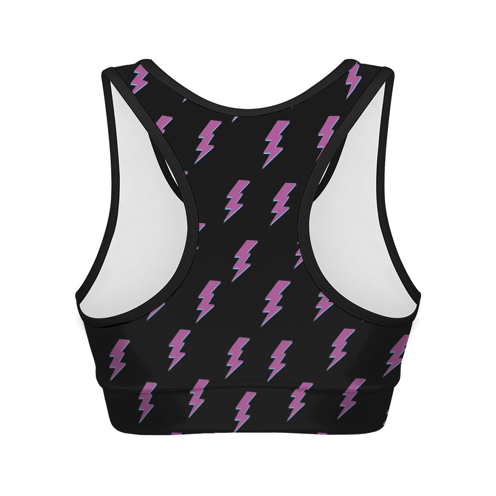 Purple And Teal Lightning Pattern Print Women's Sports Bra