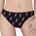 Purple And Teal Lightning Pattern Print Women's Thong