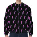 Purple And Teal Lightning Pattern Print Zip Sleeve Bomber Jacket