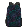 Purple And Teal Mandala Print 17 Inch Backpack