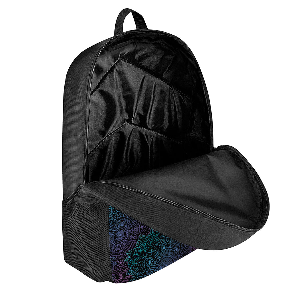 Purple And Teal Mandala Print 17 Inch Backpack