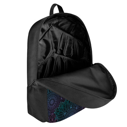 Purple And Teal Mandala Print 17 Inch Backpack