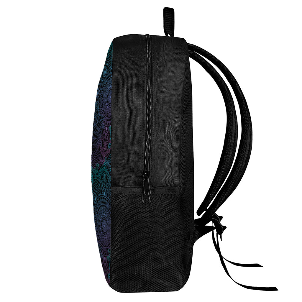 Purple And Teal Mandala Print 17 Inch Backpack