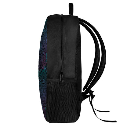 Purple And Teal Mandala Print 17 Inch Backpack