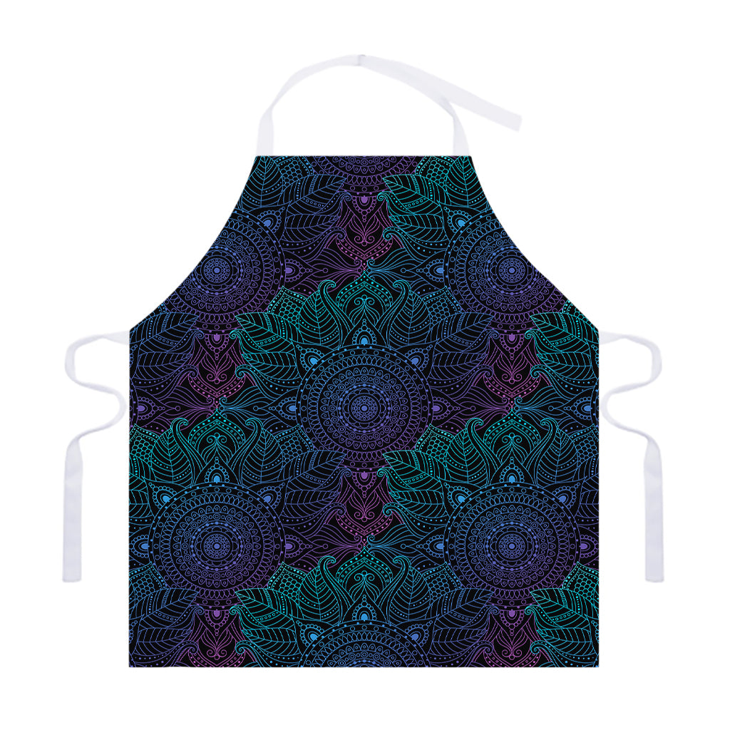 Purple And Teal Mandala Print Adjustable Apron