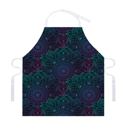 Purple And Teal Mandala Print Adjustable Apron
