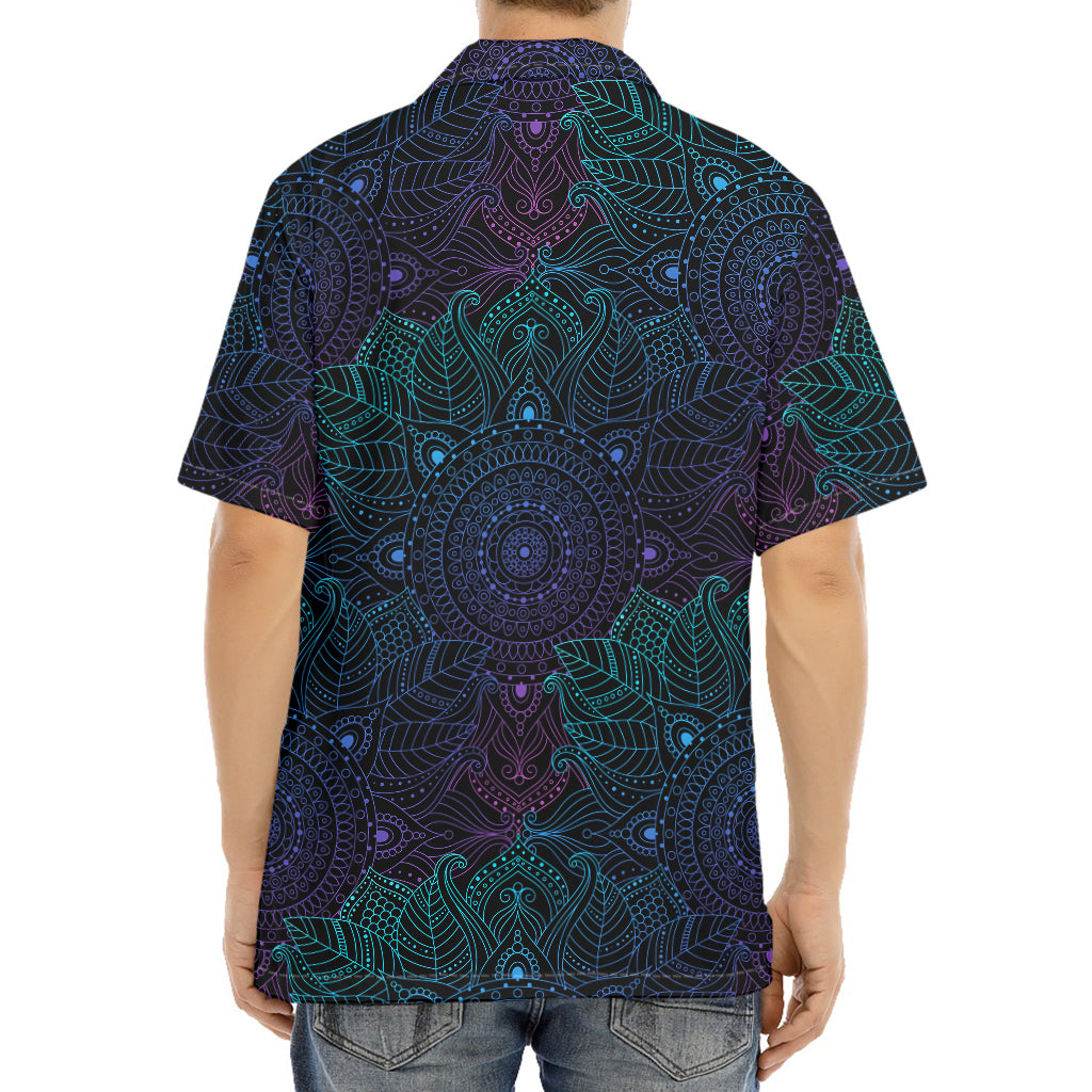 Purple And Teal Mandala Print Aloha Shirt