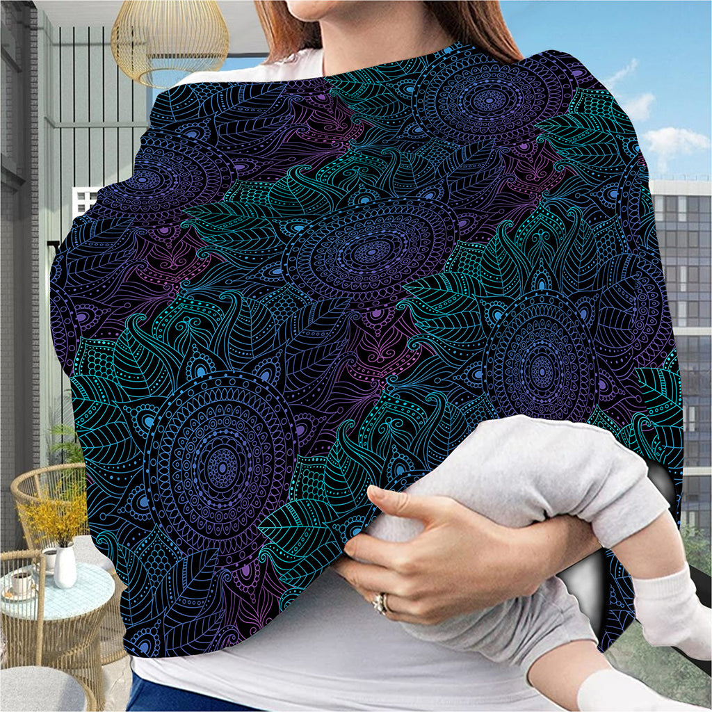 Purple And Teal Mandala Print Baby Seat Cover