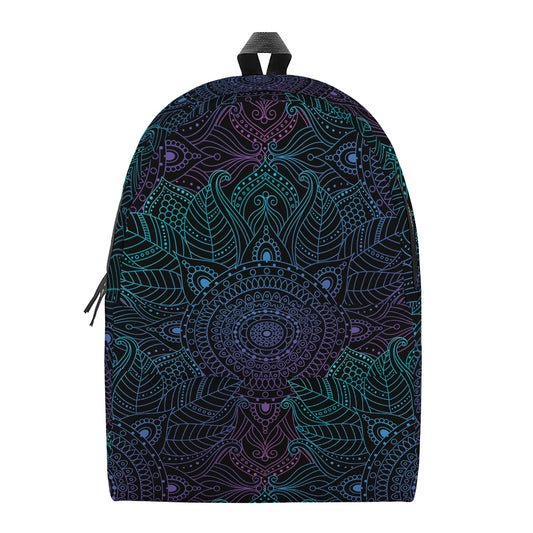 Purple And Teal Mandala Print Backpack